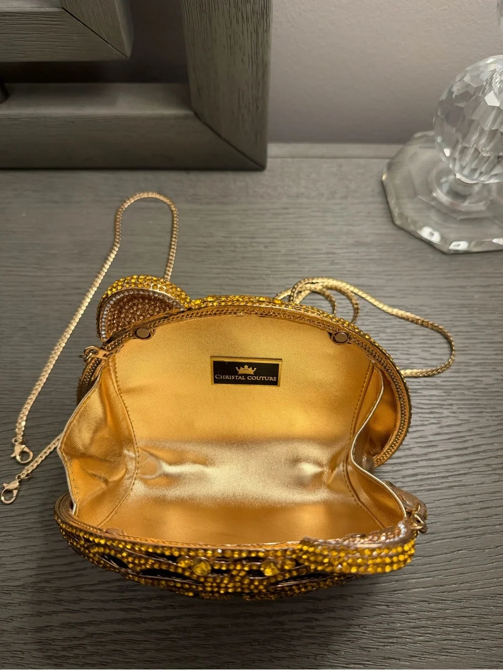 Christal Couture Tiger Full Bling Crystal Rhinestone Evening Clutch Purse Bag